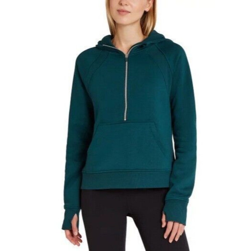 Danskin Cozy Half-Zip Fleece Pullover/Sweatshirt Dark Sea (Green) Large